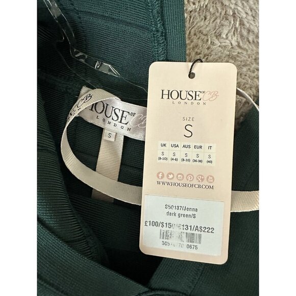 House of CB Jenna Bandage Bodycon Mini Dress Green Size S New - Picture 5 of 12